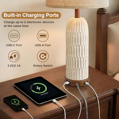 26.5" Bedside Table Lamps Set of 2 (26"-Yellowish and Brown)
