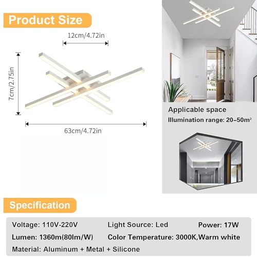 24 Inch Semi Flush Mount Ceiling Light (White)