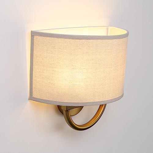 Industrial 2 Lights Wall Sconce Fixtures with Linen Fabric Shade