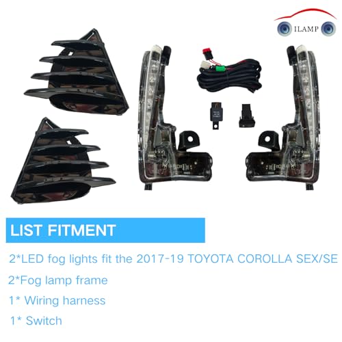 Fog Lights LED Front Fog Lamps Assembly Compatible with Toyota Corolla SE XSE 2017 2018 2019 LED Fog Lamp Kit Replacement for 8144002030 8143002030 AM (Fit for Corolla SE/XSE 2017-2019)