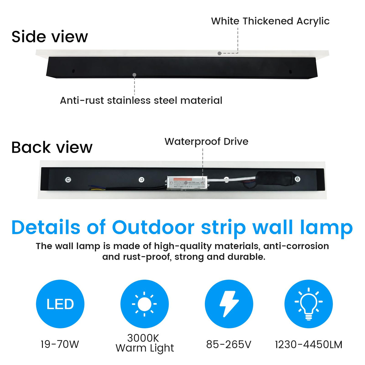 Outdoor Wall Lights for House (3000K Warm Light / 1pack-92.5Inch*2inch)