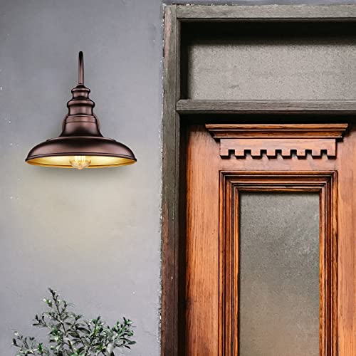 Dusk to Dawn Sensor Outdoor Barn Light Fixture Outdoor Wall Sconce Farmhouse Wall Mount Lights Exterior Light Fixture Bronze Finish Industrial Wall Lantern for Porch (Oil-Rubbed Bronze / 03-DDRZ004-4PACK(Dusk to Dawn))