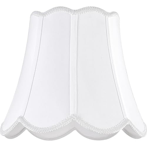 White Scalloped Lamp Shade Medium (White-fabric / 8"×13"×11" (Spider)-1 pc)