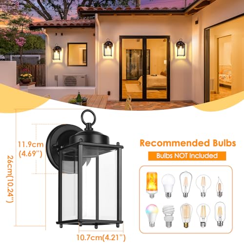 Outdoor Wall Lantern (Black / 10.24 inch)