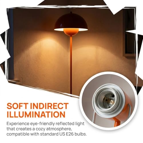 Mid Century Modern Metal Bud Floor Lamp for Home and Office (Orange)