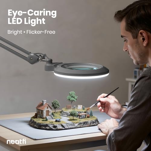 LED Magnifying Lamp (Silver / 7-inch Lens, Non-CCT with Clamp)