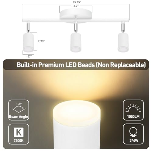 3 Light Track Lighting Fixtures Ceiling (3 light white)
