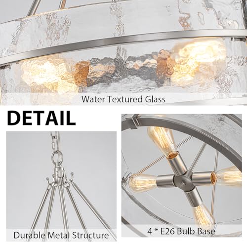 Glass Chandelier Textured Crystal Drum Kitchen Island Ceiling Light Fixtures