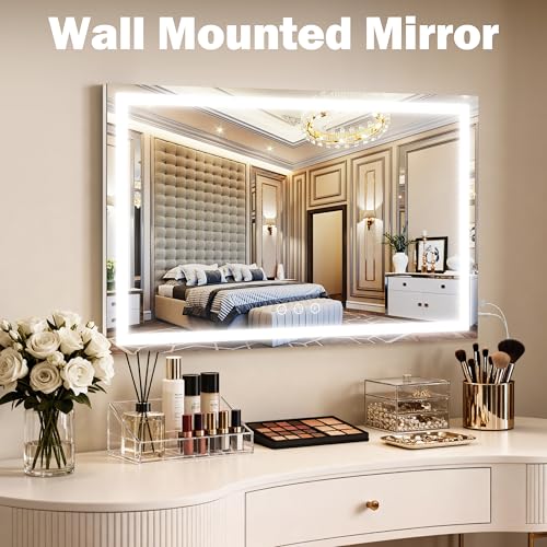 39" x 28" Extra Large Vanity Mirror with Lights (White / 39"L x 28"W)
