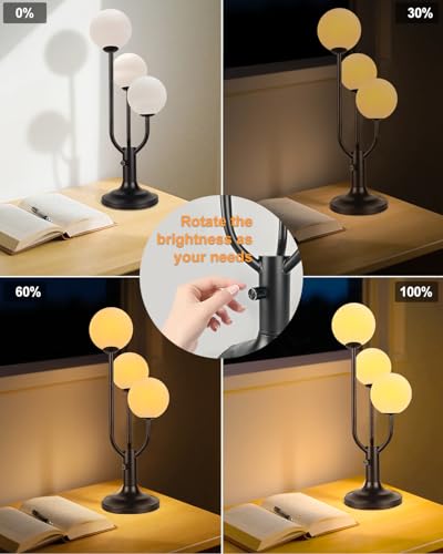 Globe Black Table Lamp for Bedroom Gift Dimmable G9 Bulbs Included (05-Black-Globe-3U)