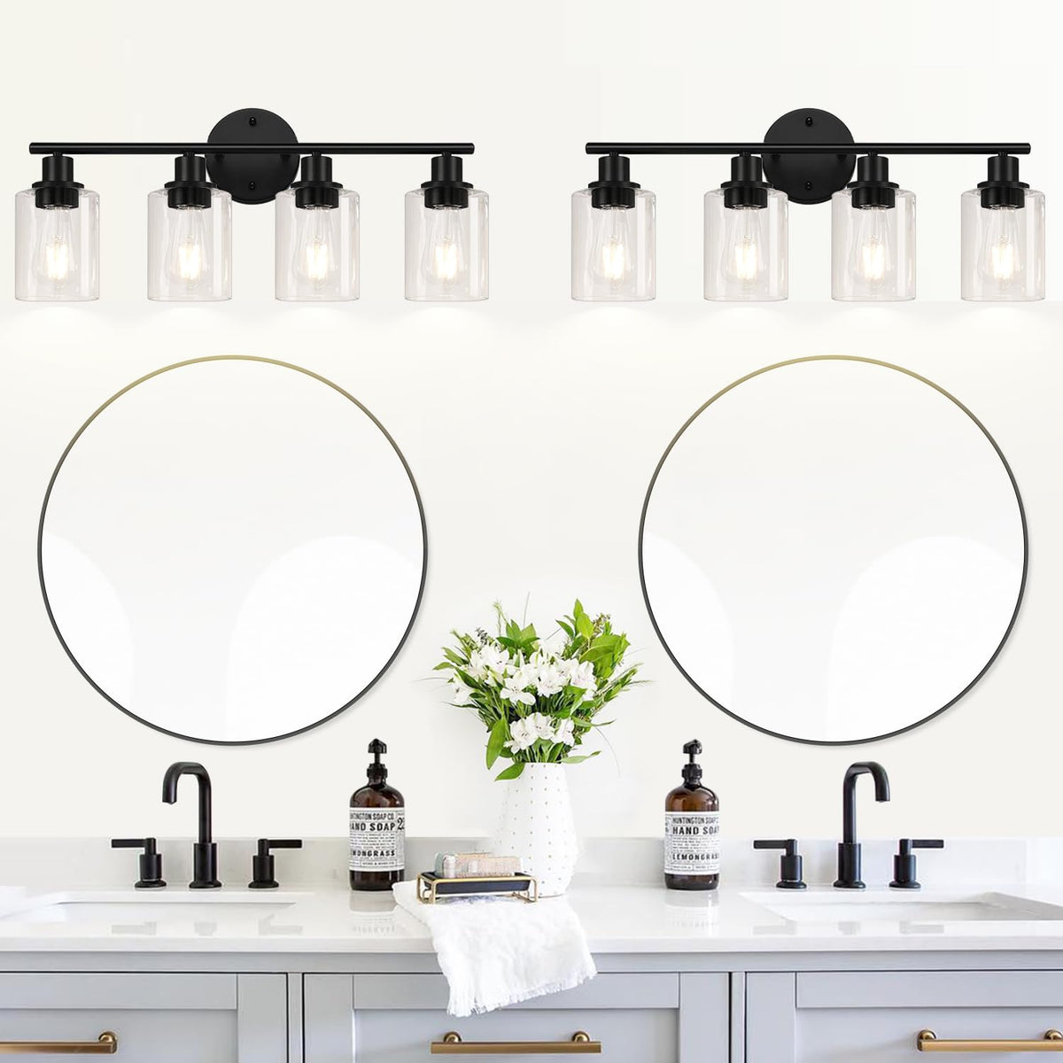 4 Light Bathroom Light Fixtures (Matte Black / 4-light)
