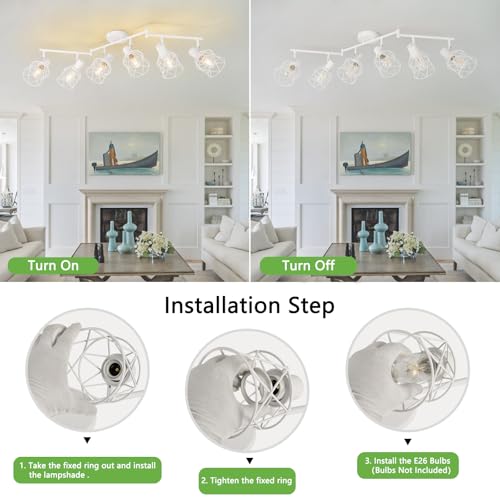 Track Lighting Fixtures (White / 6-Light-Cage)