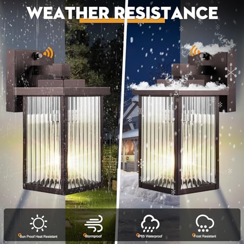 2 Pack Bronze Dusk to Dawn Outdoor Wall Light (Oil-Rubbed Bronze / 10.6''-2 Pack)