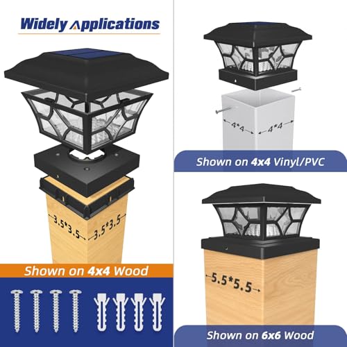 4x4 Solar Post Cap Lights 16 Pack (Black / 16 Pack)