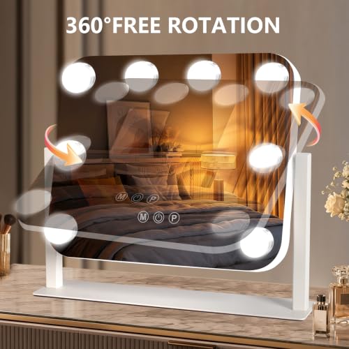 Vanity Mirror with Lights (White / 14"L x 12"W)