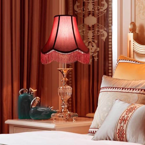 Red Silk Bell Lamp Shades (Burgundy / 2 Pack)