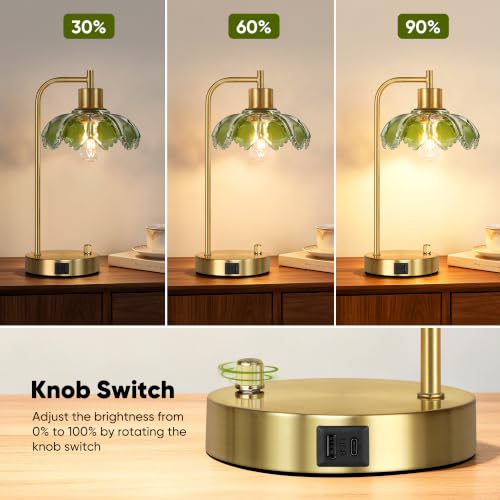 Industrial Touch Control Table Lamps with 2 USB Ports and AC Outlets