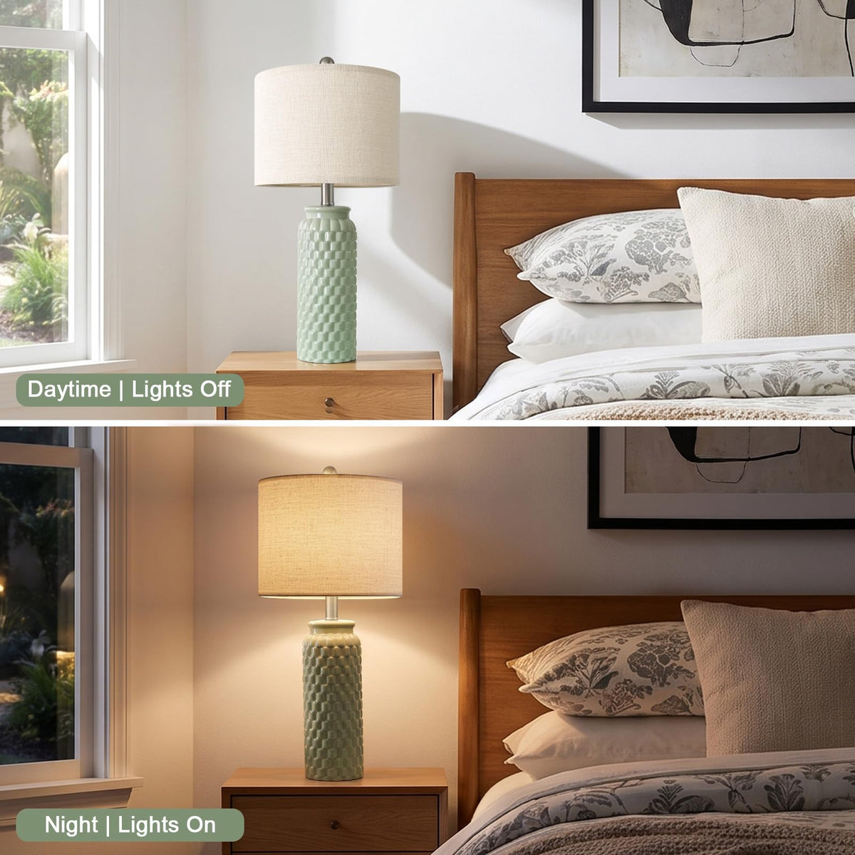24" Modern Bedside Lamps Set of 2 (24" Medium - Green)