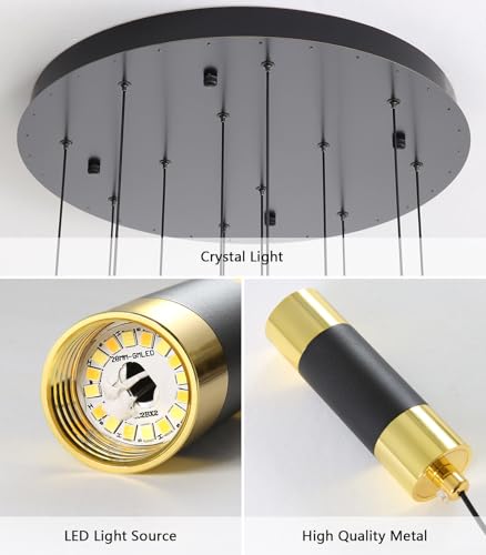 16 Foot High Ceiling Chandeliers for Living Room Entryway 32 Lights LED Lights Pendant Lighting with Dimmable Light Modern Crystal Ceiling Lights Dining Room Foyer Front Door Light (32 lights Cylindrical)