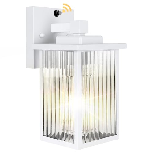 White Dusk to Dawn Wall Mount Porch Lights (White / 10.6''-1 Pack)