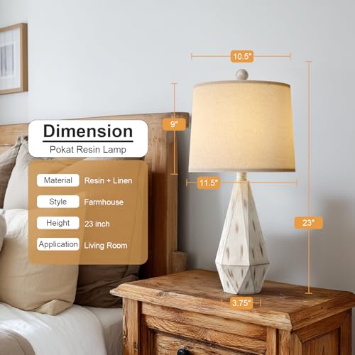 23'' Farmhouse Table Lamps Set of 2 (Medium - Washed White)