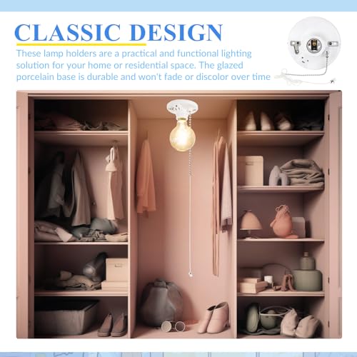 1 Pack Porcelain Light Socket with Outlet and Pull Chain (Porcelain)