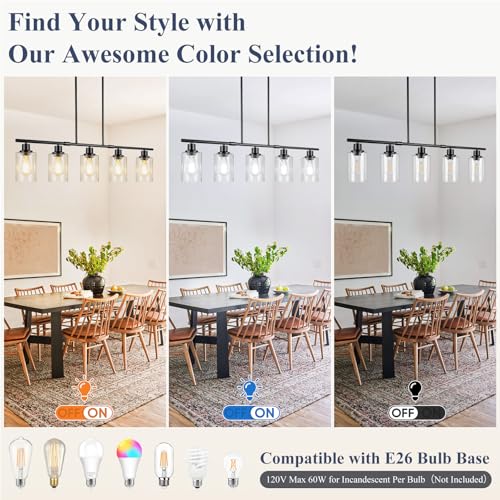 40in 5 Light Kitchen Island Lighting (Black / 5-Light)