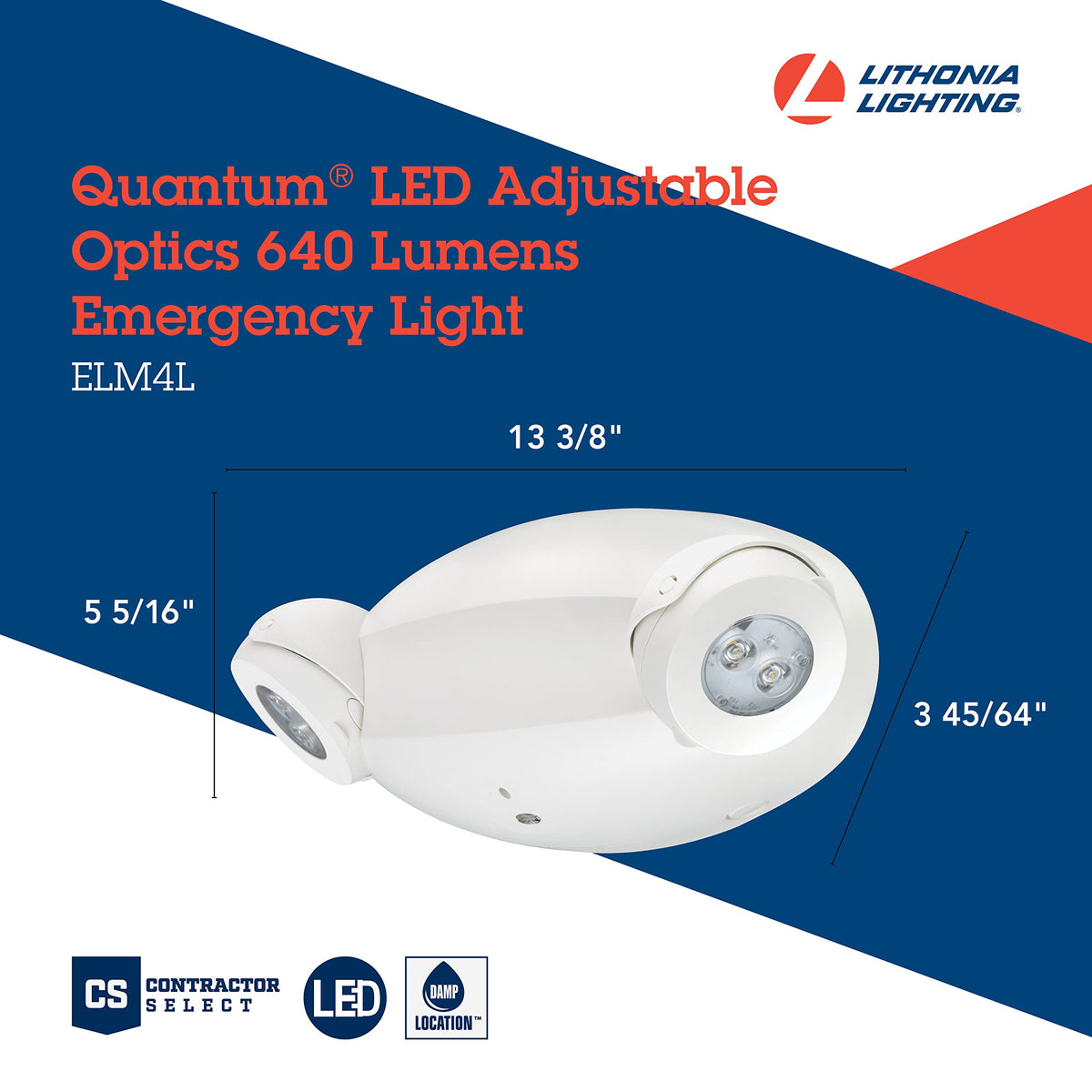 Quantum Emergency Light (White / 640 Lumens / Manual Testing)
