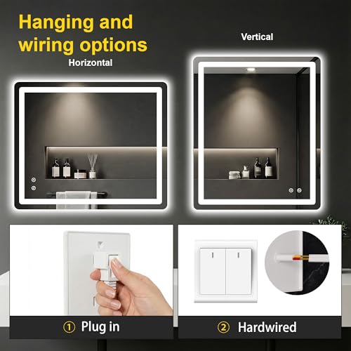 LED Bathroom Mirror with Lights (3 Light Modes / 36"L x 30"W)