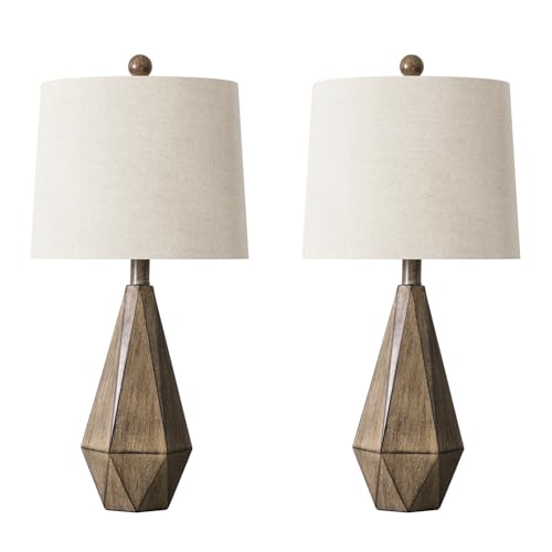 23'' Farmhouse Table Lamps Set of 2 (Medium - Dark Wood Resin)