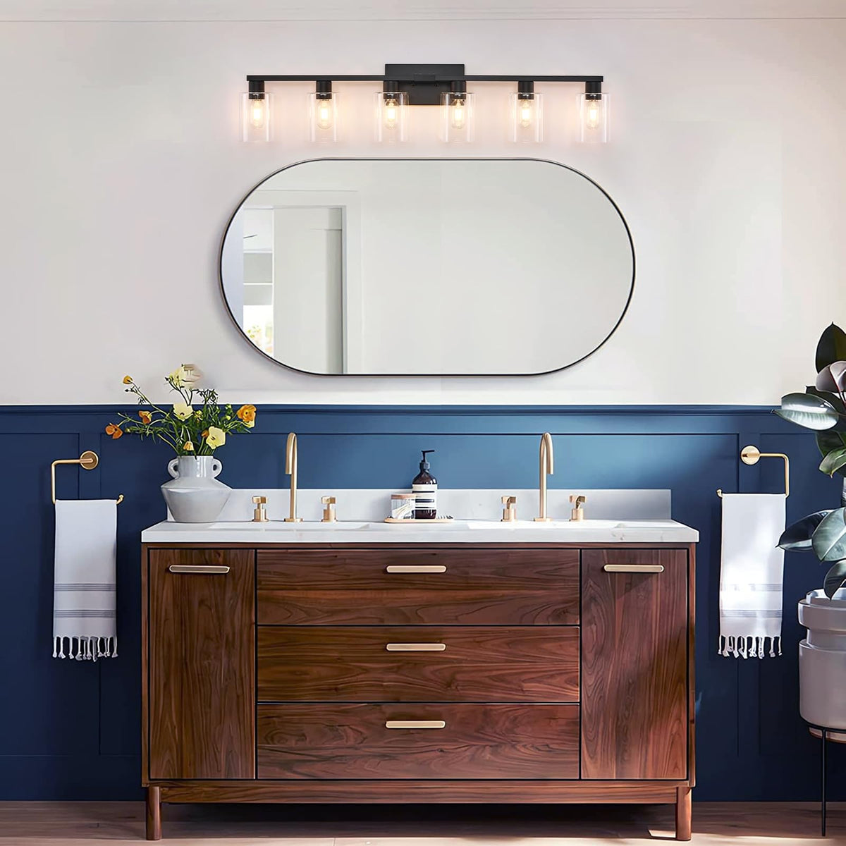 6 Light Bathroom Vanity Light Black (Black / 6 light)