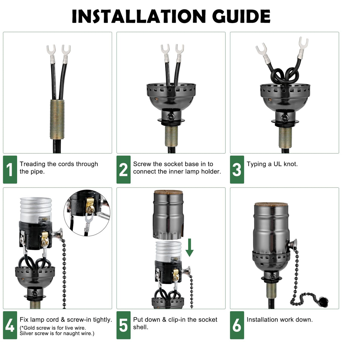 Pull Chain Light Socket Replacement (Black)