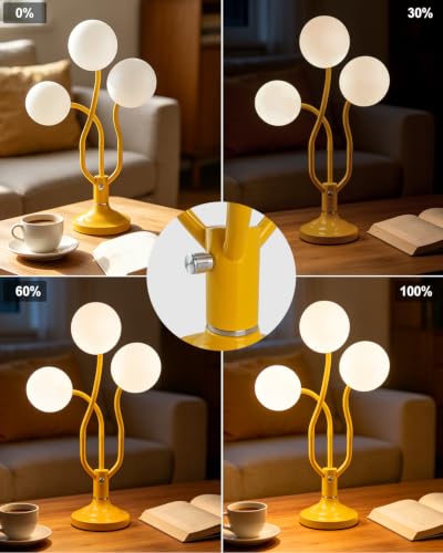 Globe Yellow Table Lamp Dimmable Magic DIY Arms G9 Bulbs Included (12-Yellow-Globe-3U-Magic DIY Arms)