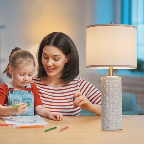 27" Farmhouse Table Lamp Set of 2 for Living Room Bedroom (White3 / 27")
