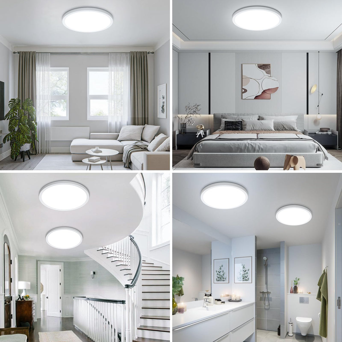 2 Pack 12" LED Flush Mount Ceiling Light 5000K (Daylight White)