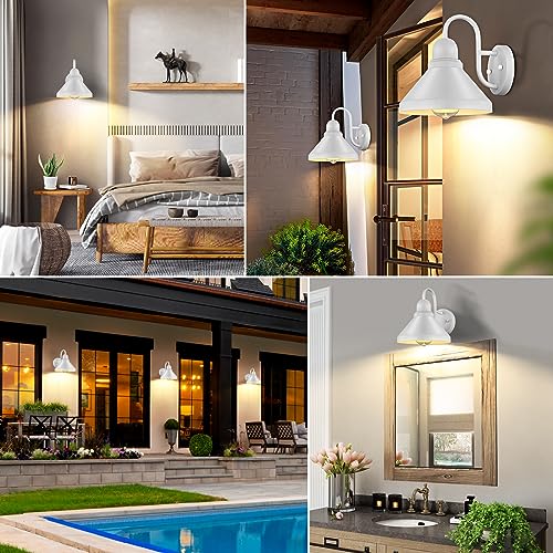 Gooseneck Outdoor Wall Lanterns (White / 9.25IN)