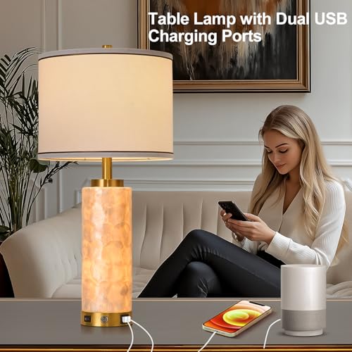 26" Modern Art Glass Table & Bedside Lamp (Shell color white / Large)
