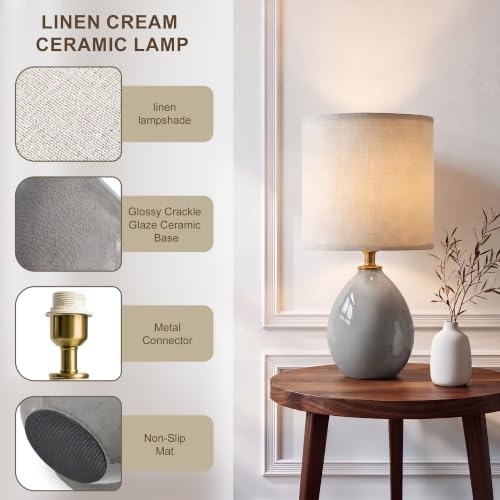 17.7" Ceramic Table Lamps Set of 2 for Living Room Bedroom (Gray)
