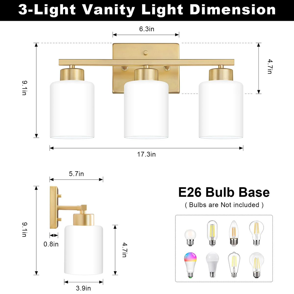 Gold Bathroom Light Fixtures Vanity Lights Over Mirror (Gold / 17.30 inch)