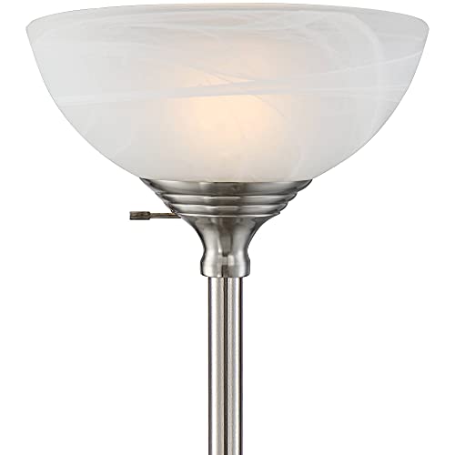 Maddox 71" Tall Satin Nickel Torchiere Floor Lamp