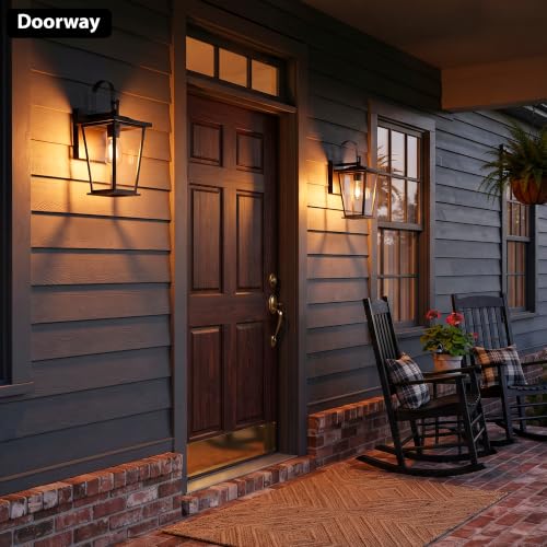 Outdoor Wall Lights Fixtures Lantern Frame 16 1 (Black-16.1in 1PCS / Non Dusk to Dawn)