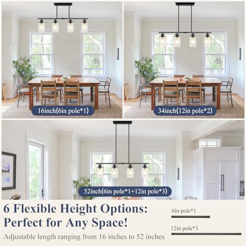 32inch 4 Light Black Simplicity Bar Island Lights Hanging for Kitchen (Black / 4-Light)
