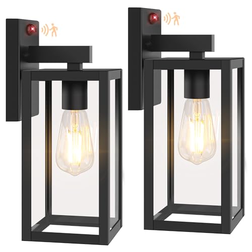 2 Pack 13” Upgraded Motion Sensor Outdoor Wall Lights (Black / 13in)