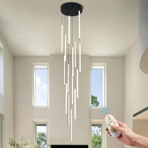 Modern LED Staircase Chandelier (15 Light Black)