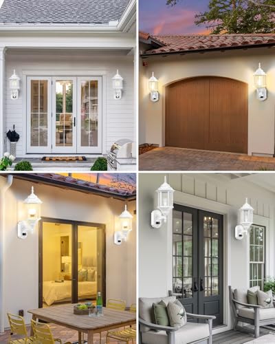 Motion Sensor Outdoor Wall Light Fixtures (2 Pack - White)