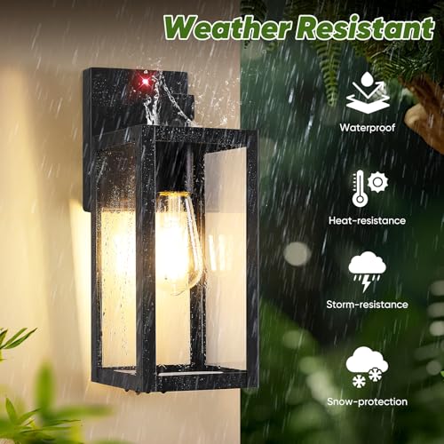 2 Pack 13” Upgraded Motion Sensor Outdoor Wall Lights (Black / 13in)