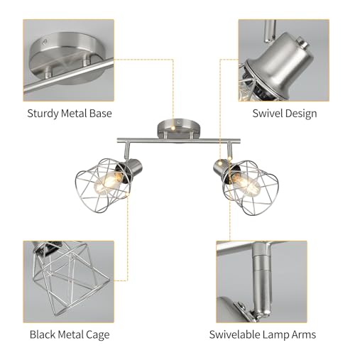 Industrial Track Lighting Kit (Brushed Nickel / 2-Light-Cage)