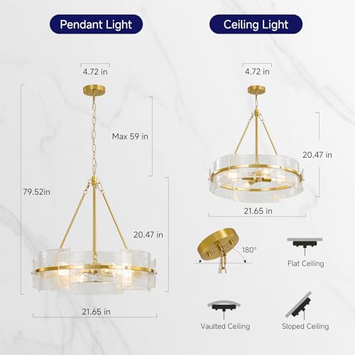 Modern Gold Drum Dining Room Chandeliers (Brushed Gold)