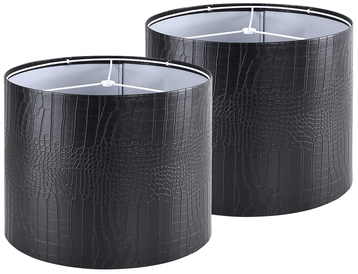 Black Reptile Print Drum Lamp Shade 13"Top x 13"Bottom x 10"High (13*13*10 1 Pack / Black)