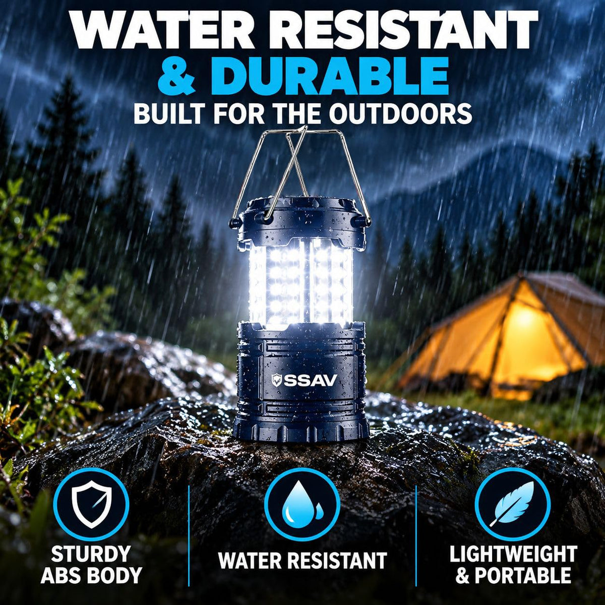 2 Pack Blue LED Lanterns (2 Pack Navy Blue)